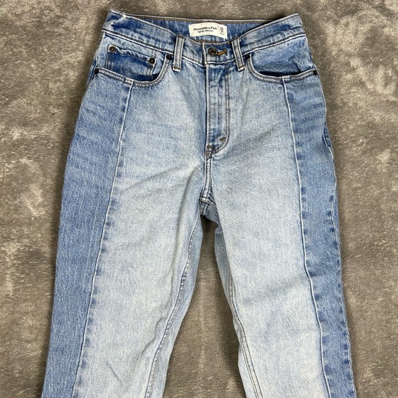 Abercrombie&Fitch Jeans Womens 25 High Rise Mom Jean Two Toned 90s Y2k Denim - Picture 2 of 6